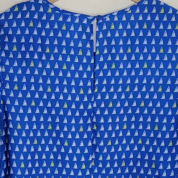 Merona | Blue White Yellow Sailboat Print Long Sleeve Blouse Size Small - Picture 6 of 7